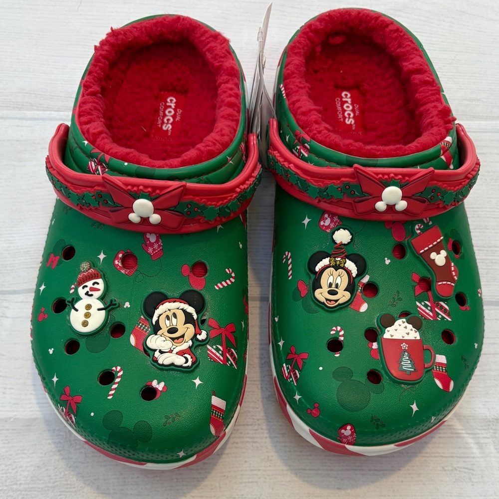 CROCS Green Holiday Clogs with Mickey Mouse